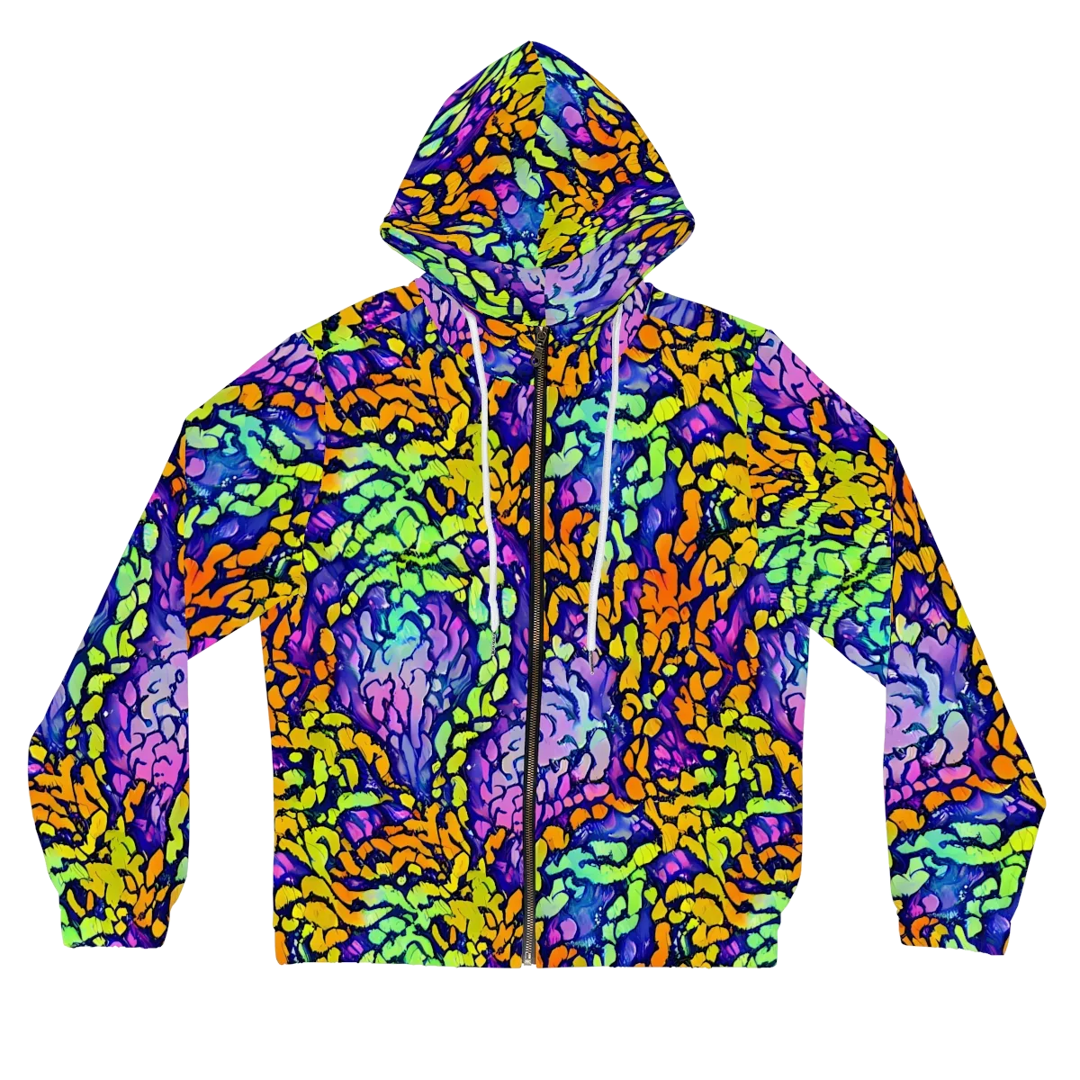 Surreal Waveforms on Women's Full-Zip Hoodie — Front