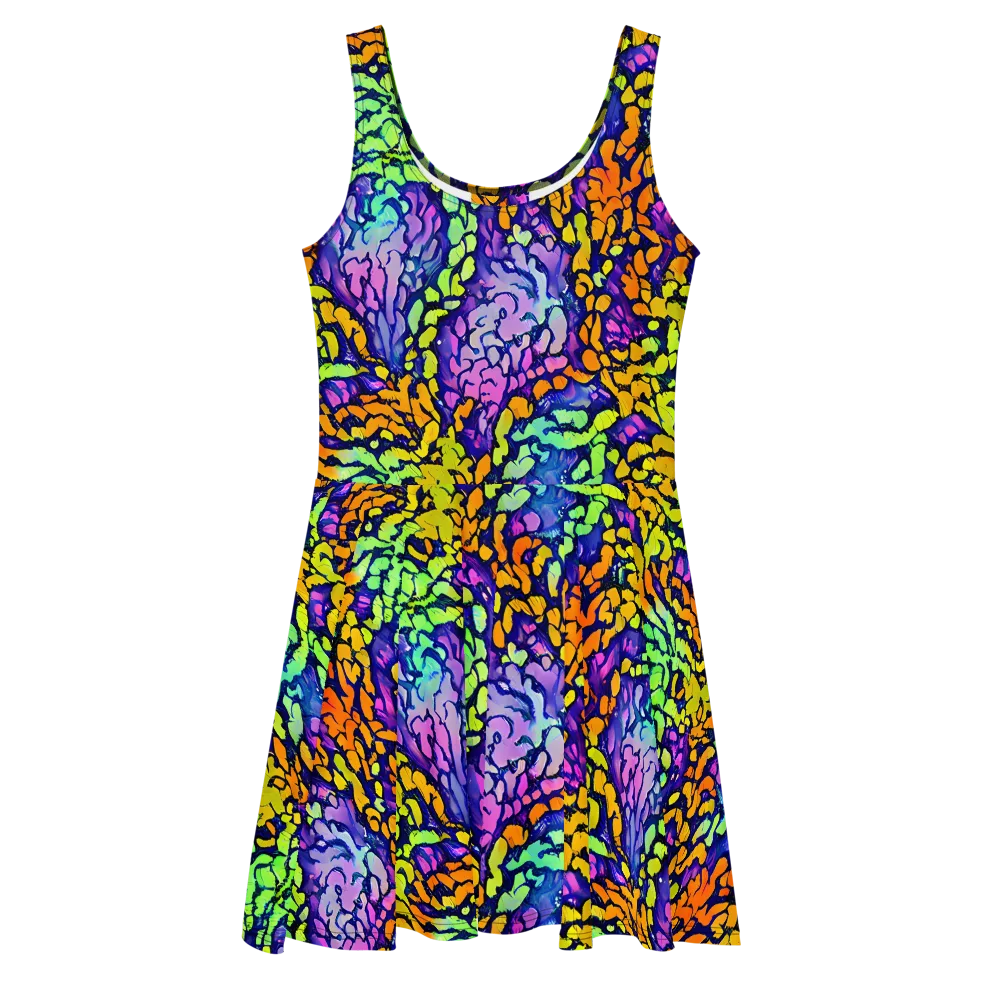 Surreal Waveforms on Skater Dress — Front