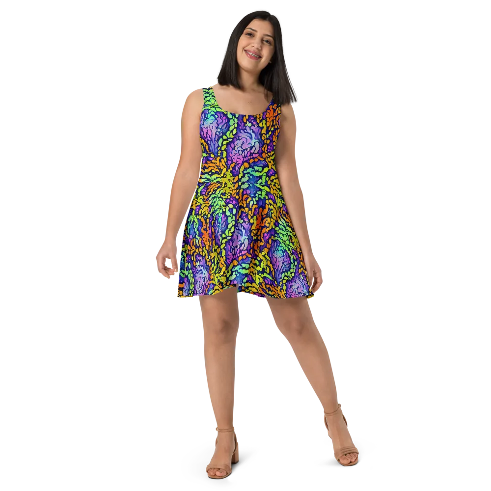 Surreal Waveforms on Skater Dress — Front