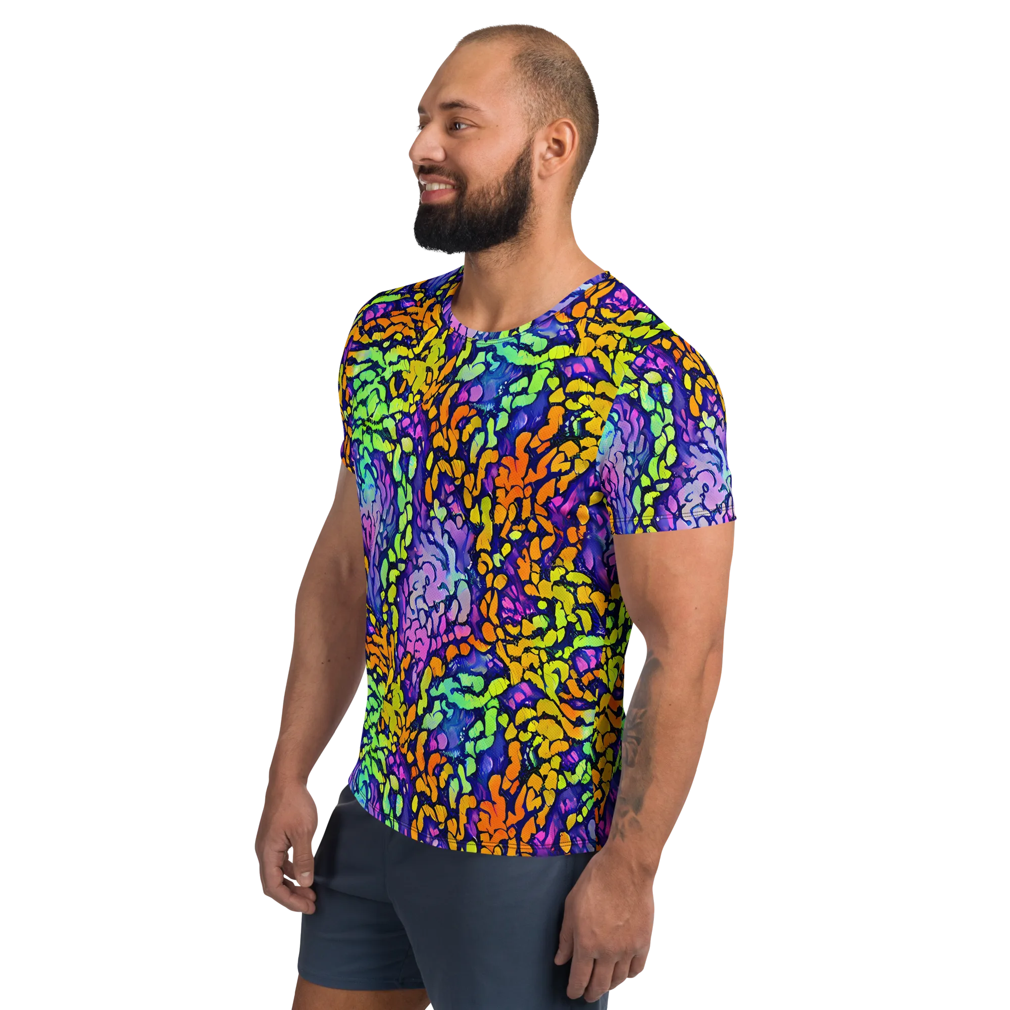 Surreal Waveforms on Men's Athletic T-Shirt — Left