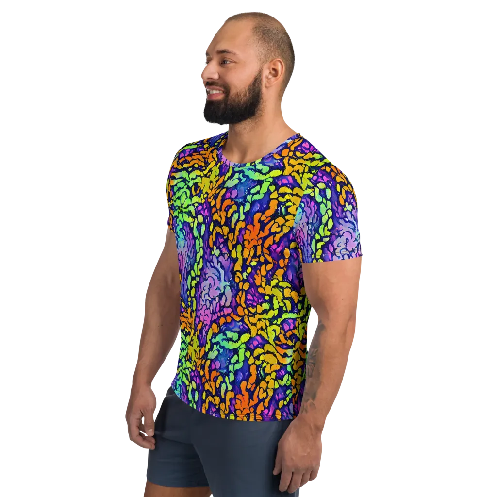 Surreal Waveforms on Men's Athletic T-Shirt — Left