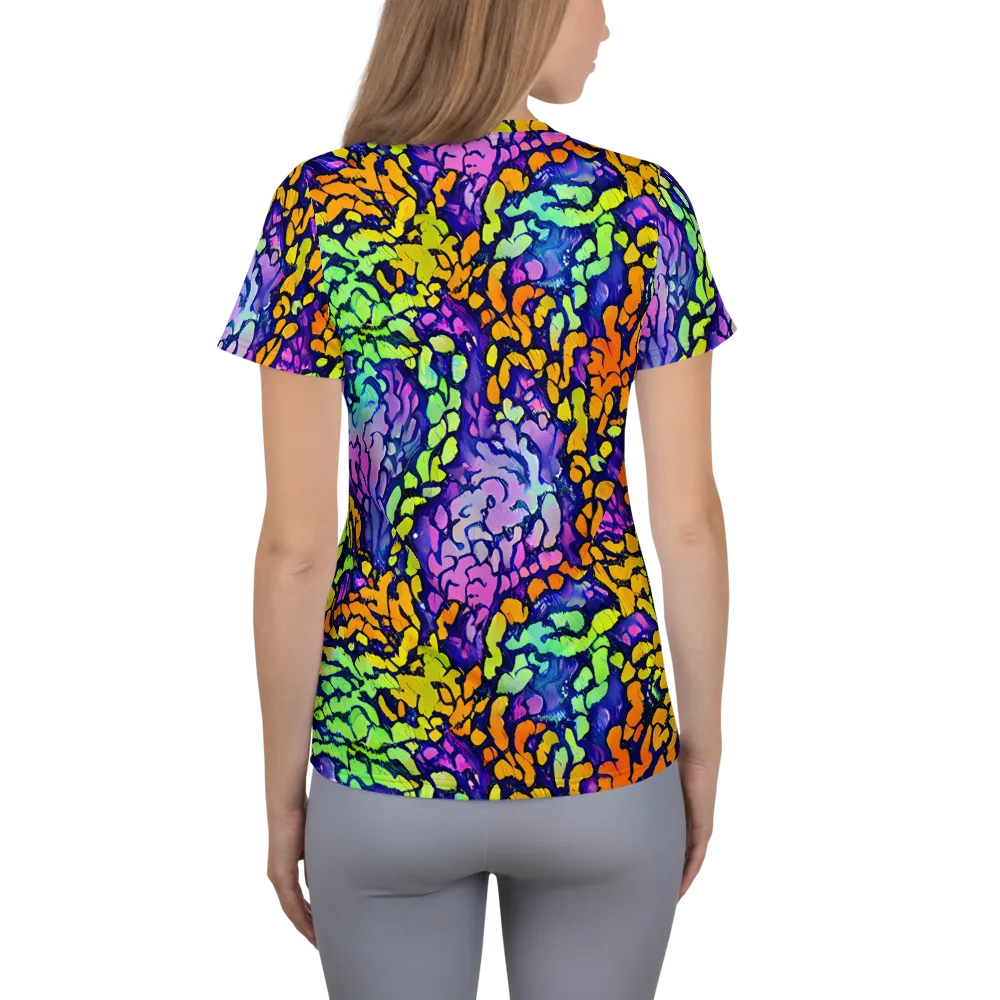 Surreal Waveforms on Women's Athletic T-Shirt — Back