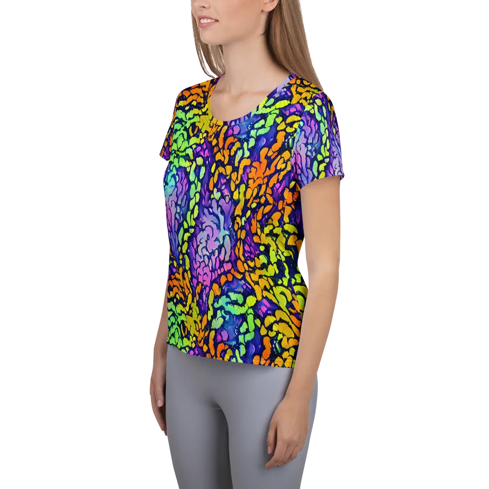 Surreal Waveforms on Women's Athletic T-Shirt — Left