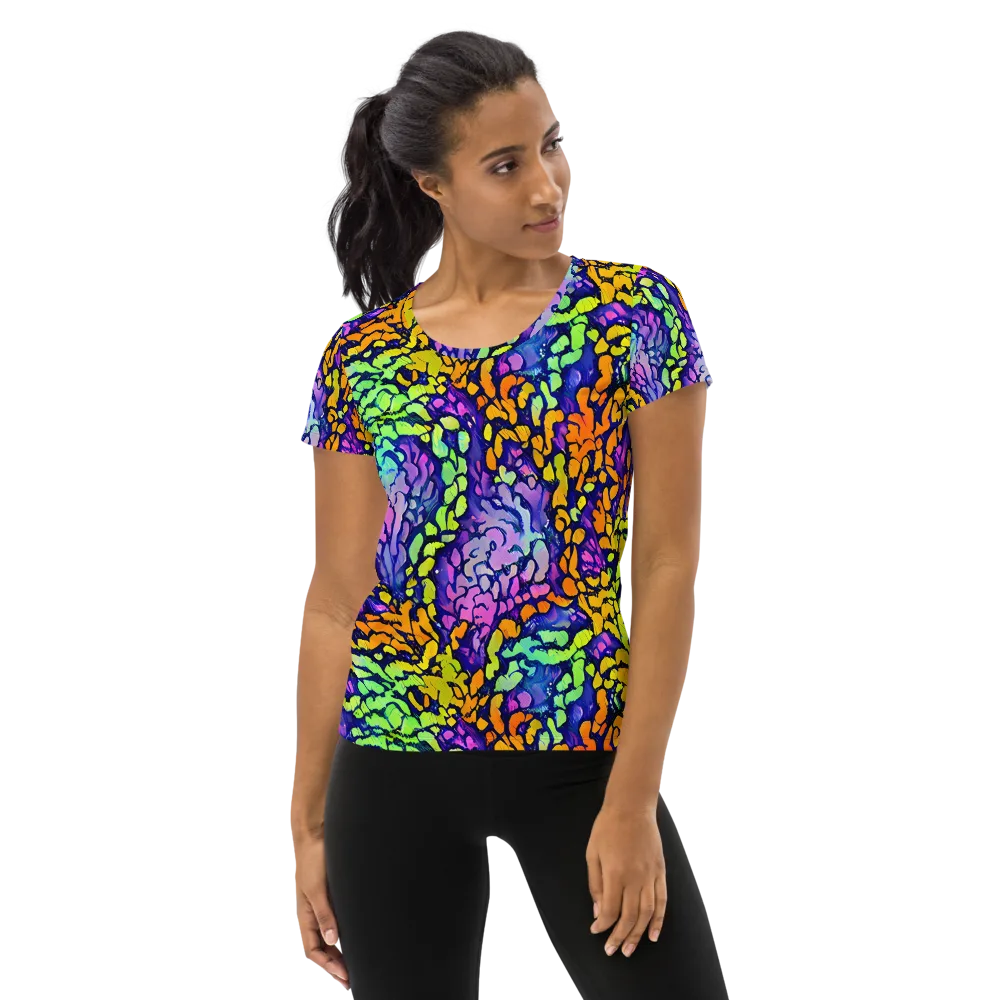 Surreal Waveforms on Women's Athletic T-Shirt — Front