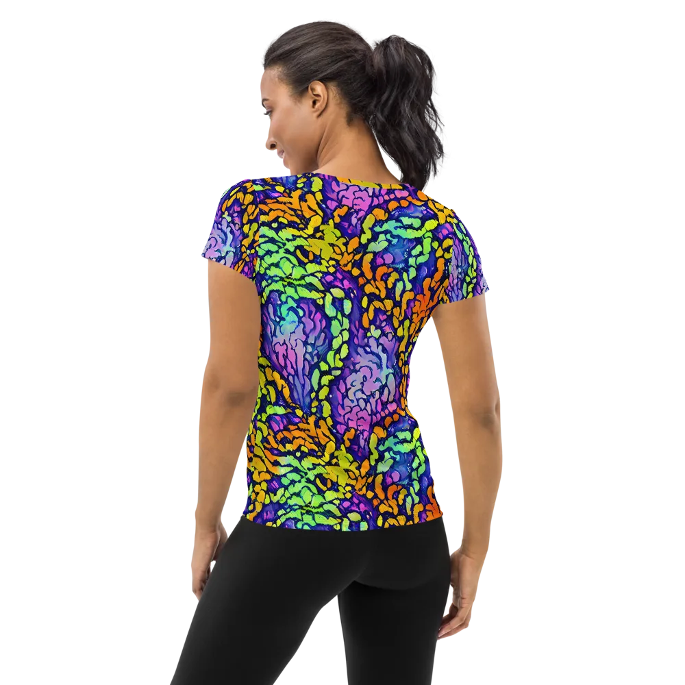 Surreal Waveforms on Women's Athletic T-Shirt — Back