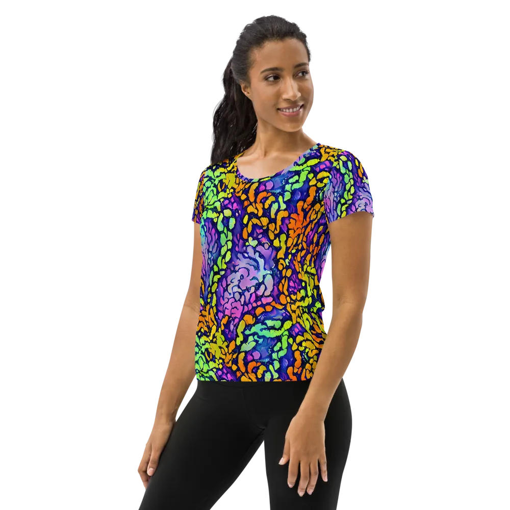 Surreal Waveforms on Women's Athletic T-Shirt — Left