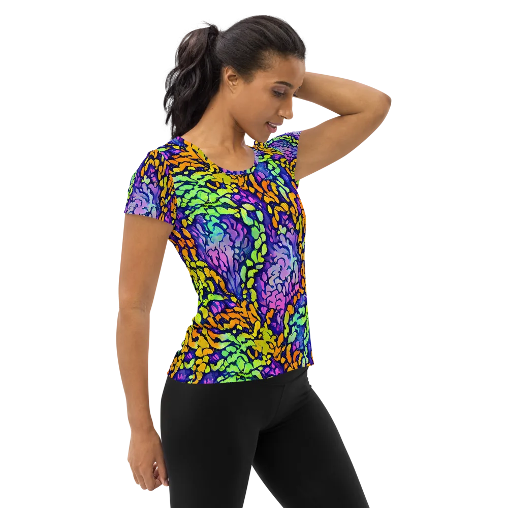 Surreal Waveforms on Women's Athletic T-Shirt — Right