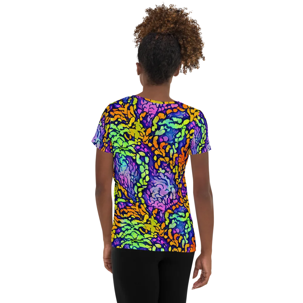 Surreal Waveforms on Women's Athletic T-Shirt — Back