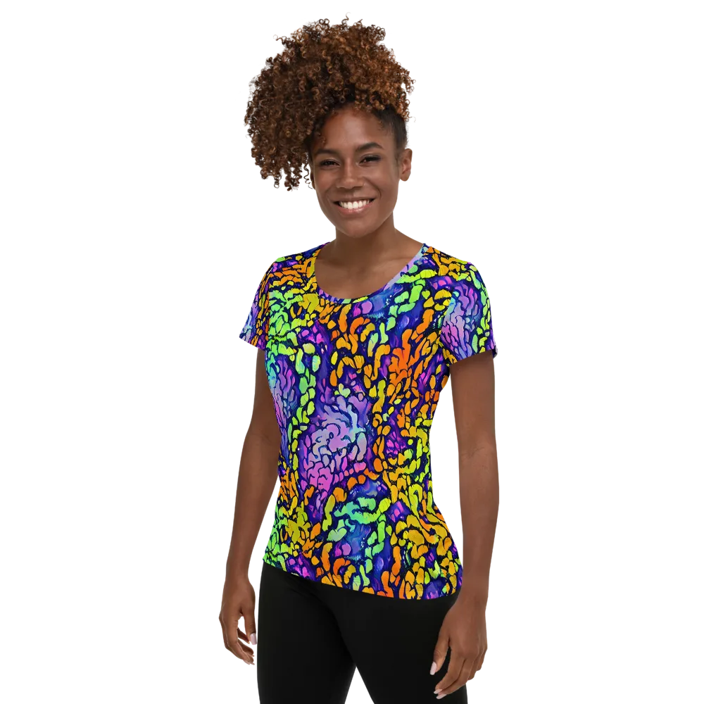 Surreal Waveforms on Women's Athletic T-Shirt — Left