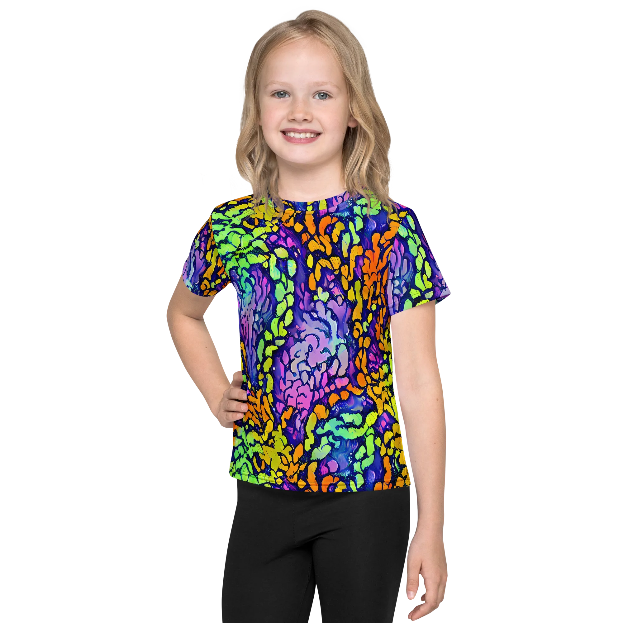 Surreal Waveforms on Kids Crew Neck T-Shirt — Front