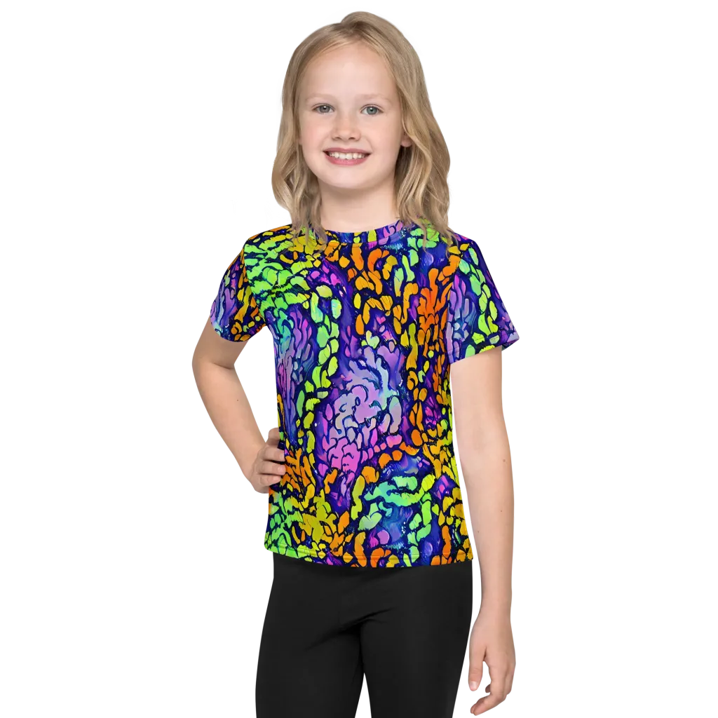 Surreal Waveforms on Kids Crew Neck T-Shirt — Front