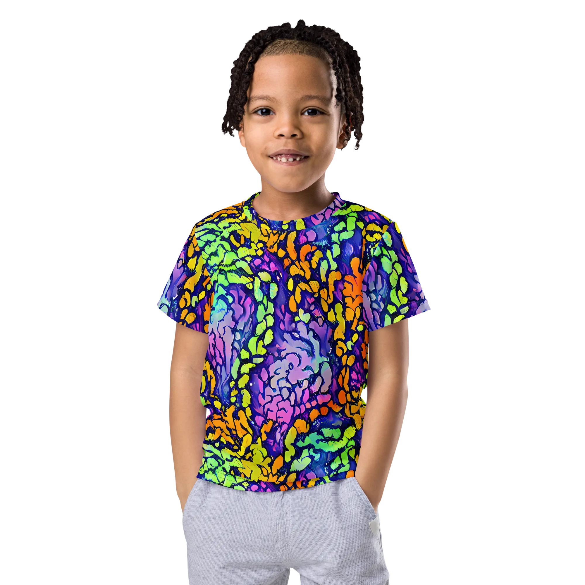 Surreal Waveforms on Kids Crew Neck T-Shirt — Front