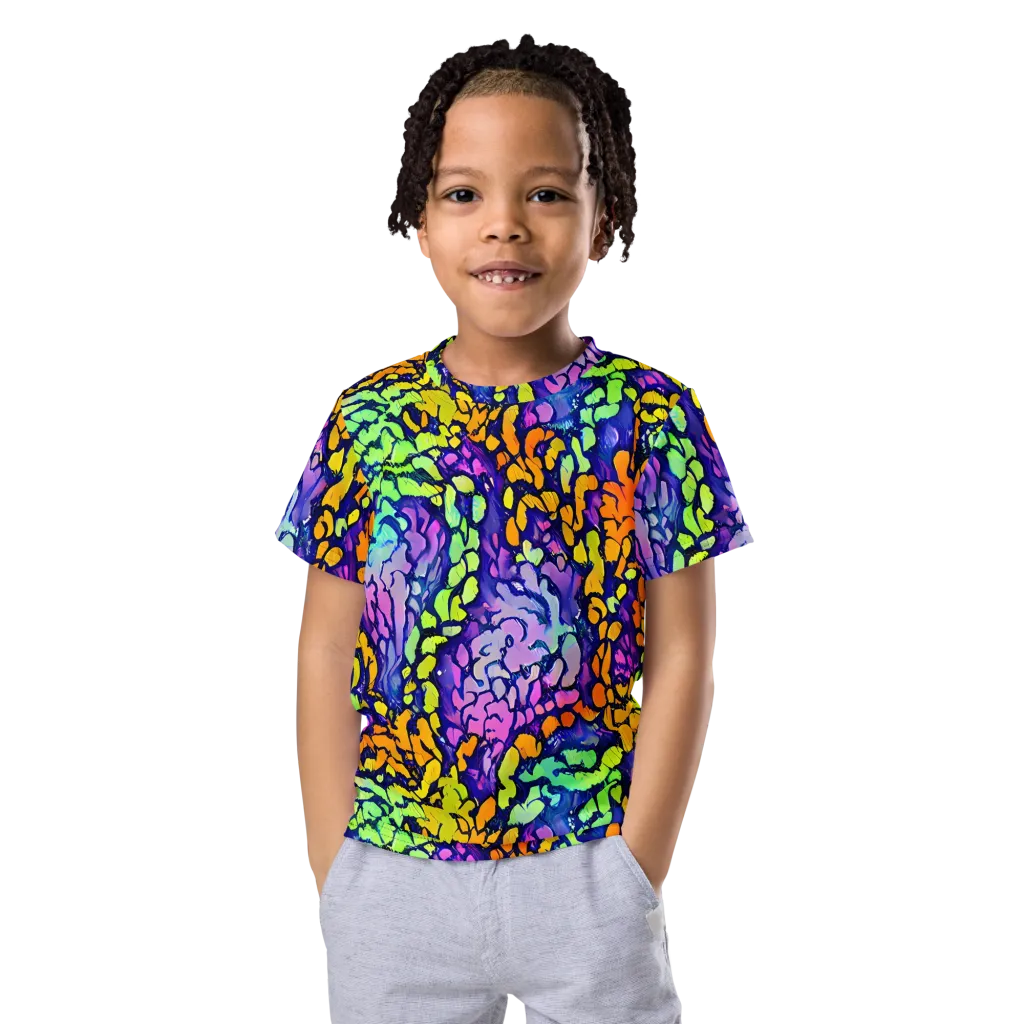 Surreal Waveforms on Kids Crew Neck T-Shirt — Front