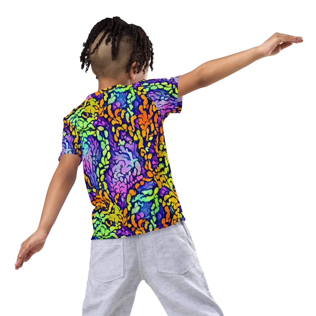 Surreal Waveforms on Kids Crew Neck T-Shirt — Back