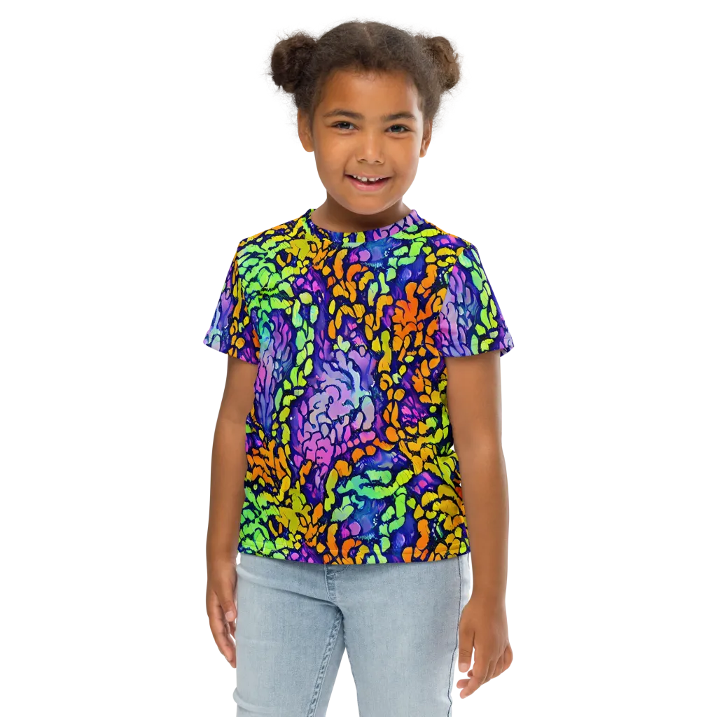 Surreal Waveforms on Kids Crew Neck T-Shirt — Front