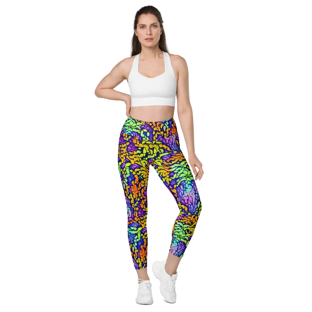 Surreal Waveforms on Leggings with Pockets — Front