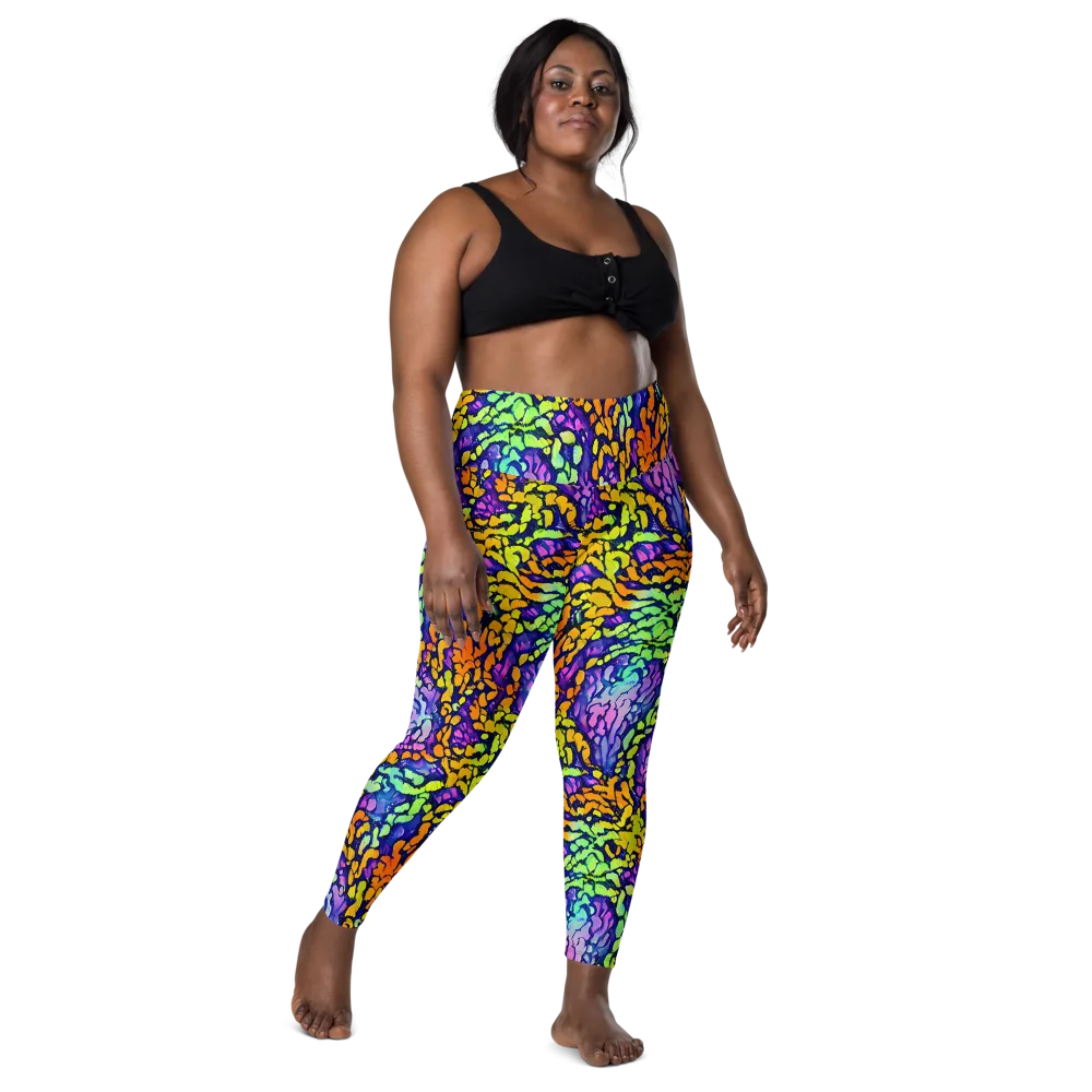 Surreal Waveforms on Leggings with Pockets — Front
