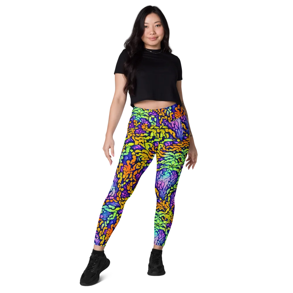Surreal Waveforms on Leggings with Pockets — Front