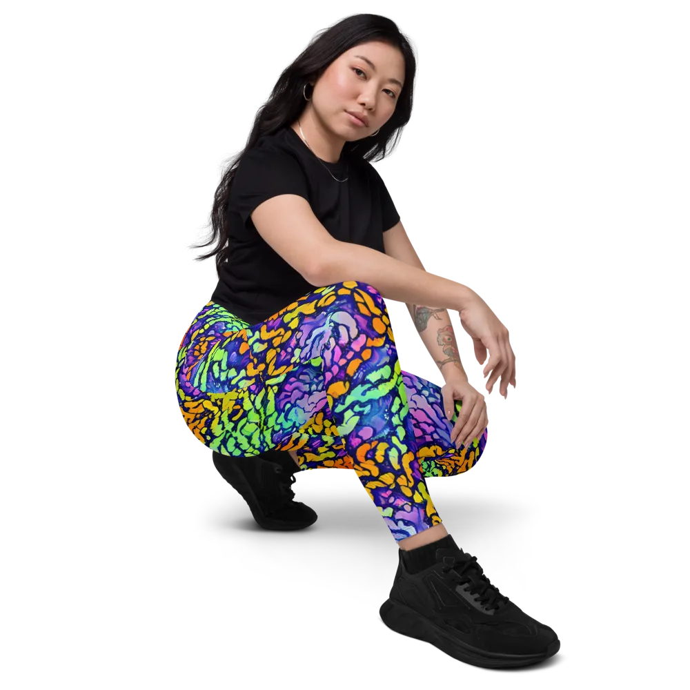 Surreal Waveforms on Leggings with Pockets — Right Front