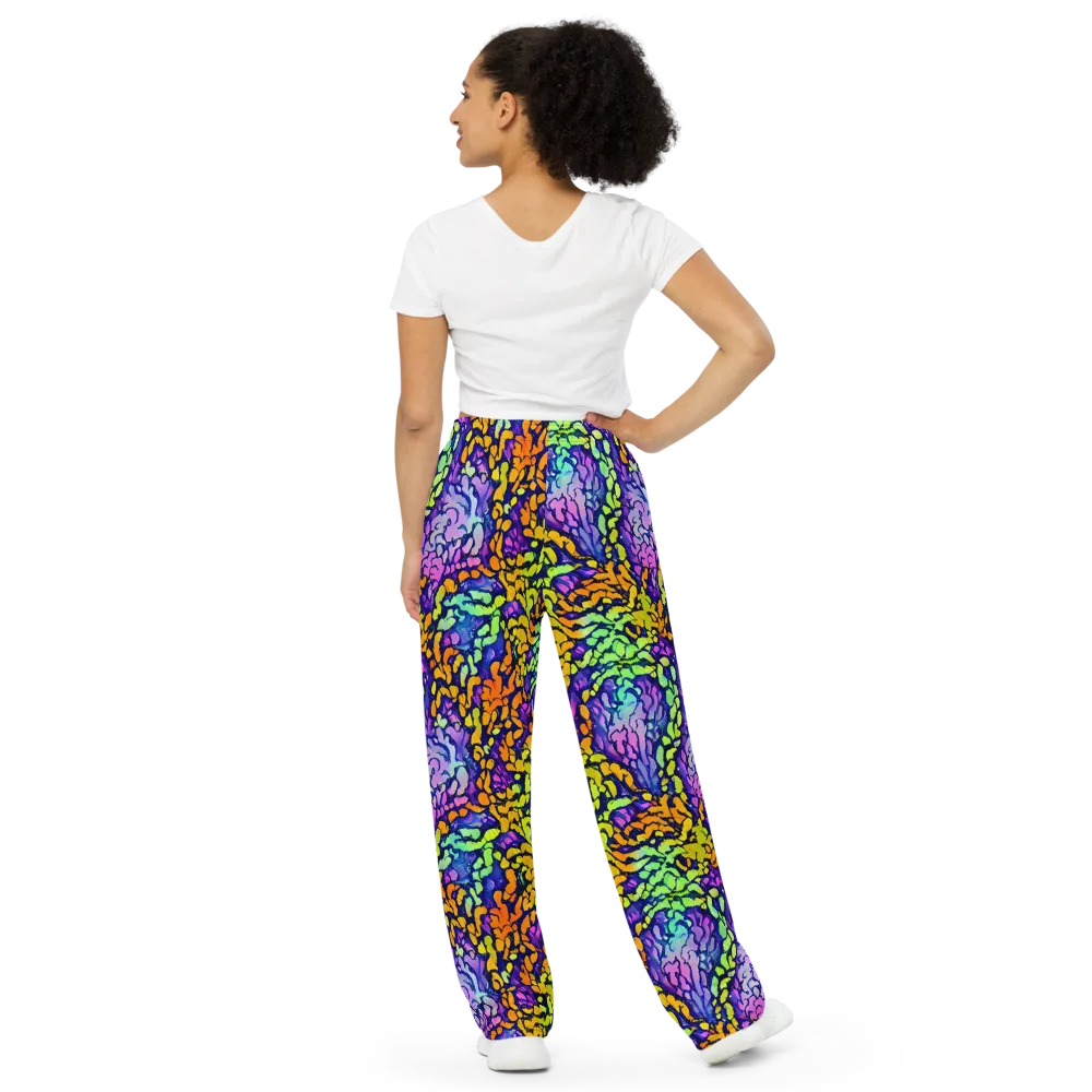Surreal Waveforms on Wide-Leg Pants — Back