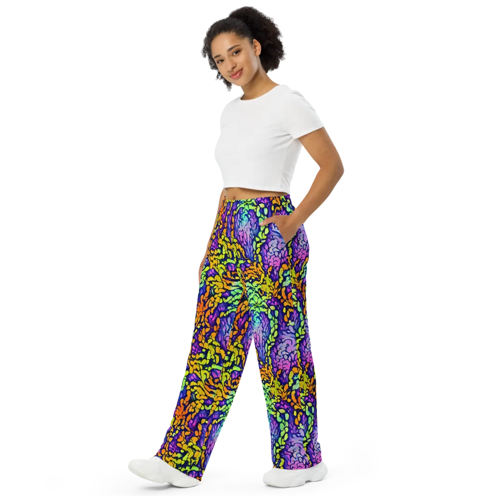 Surreal Waveforms on Wide-Leg Pants — Left Front