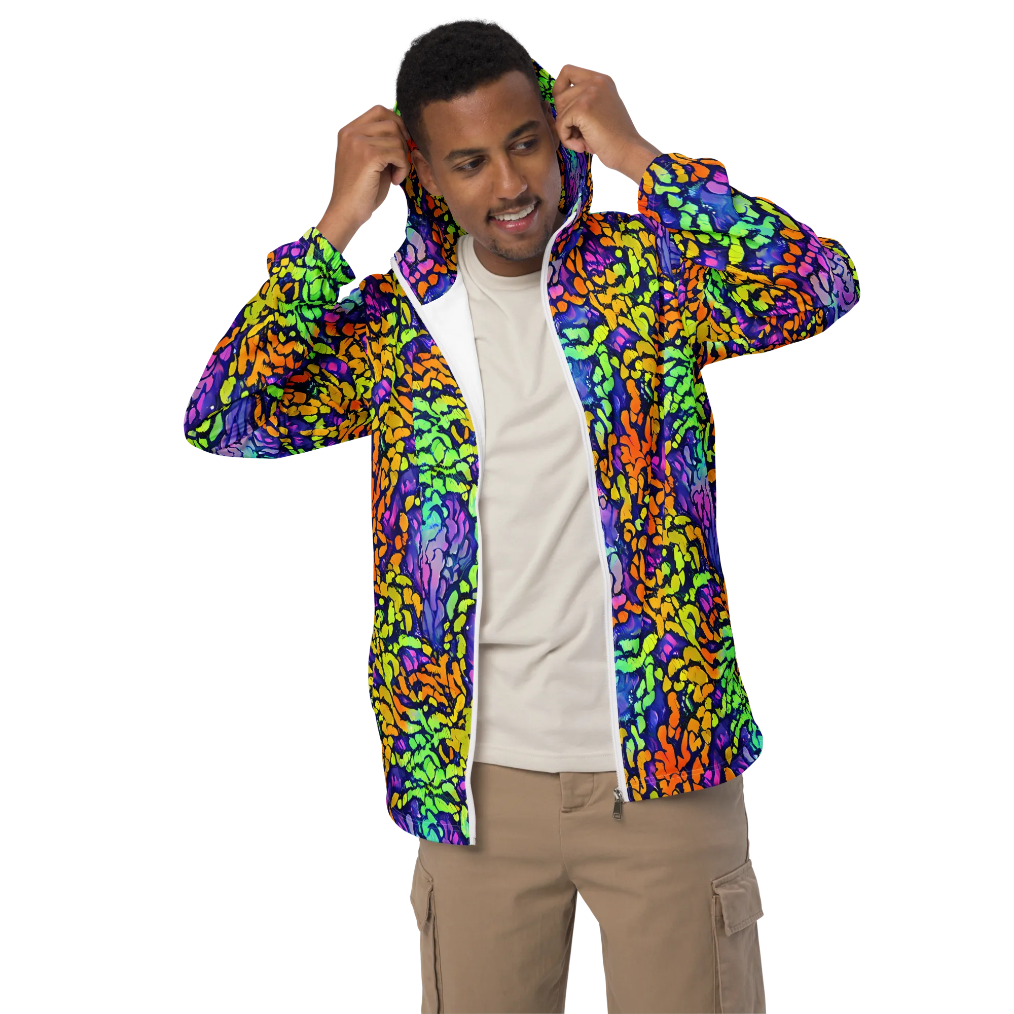 Surreal Waveforms on Men's Windbreaker — Front