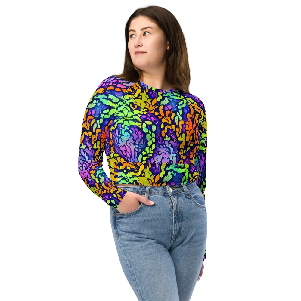 Surreal Waveforms on Long Sleeve Crop Top — Front