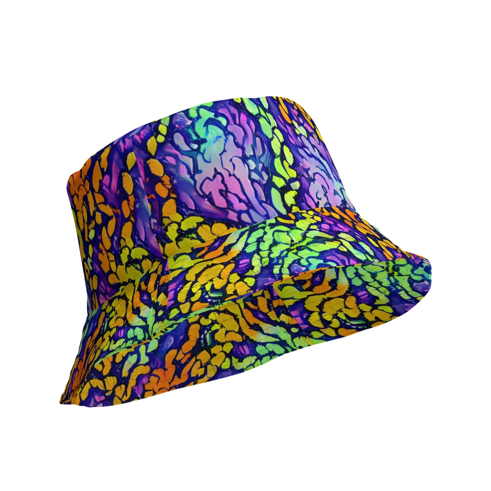 Surreal Waveforms on Reversible Bucket Hat — Product details Outside