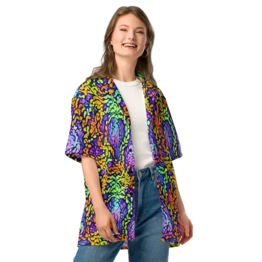 Surreal Waveforms on a Button Shirt