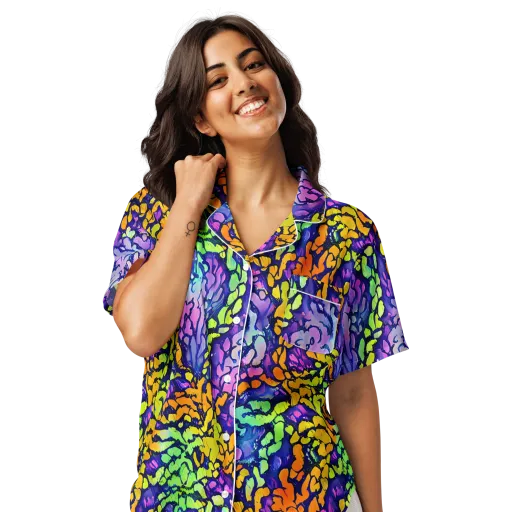 Surreal Waveforms on a Women's Short Sleeve Pajama Top