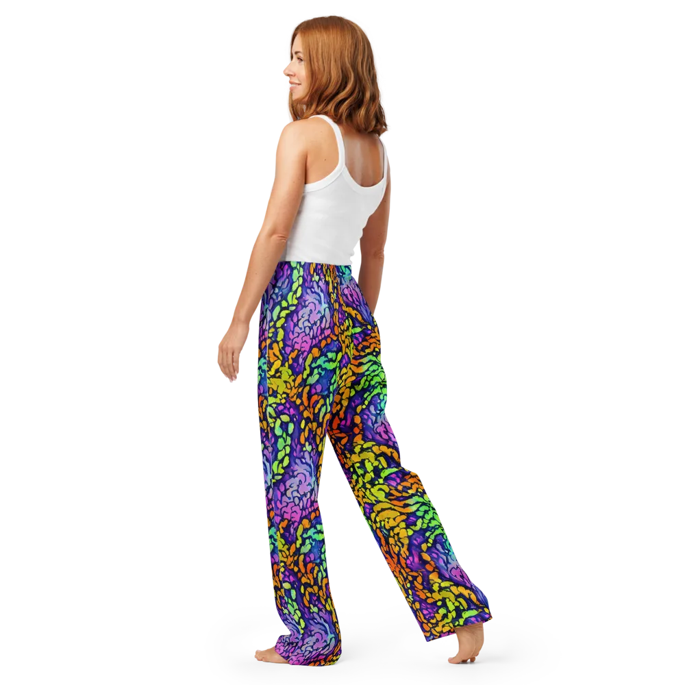 Surreal Waveforms on Women's Pajama Pants — Back