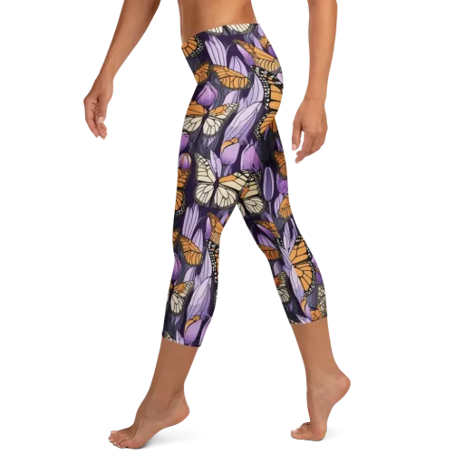 Monarch Nocturne on a Capri Leggings