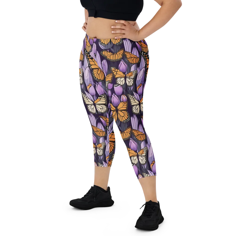 Monarch Nocturne on Capri Leggings — Front