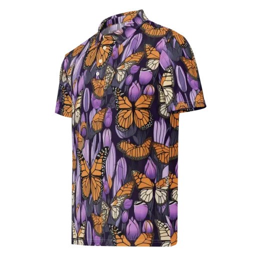 Monarch Nocturne on a Men's Slim Fit Polo Shirt