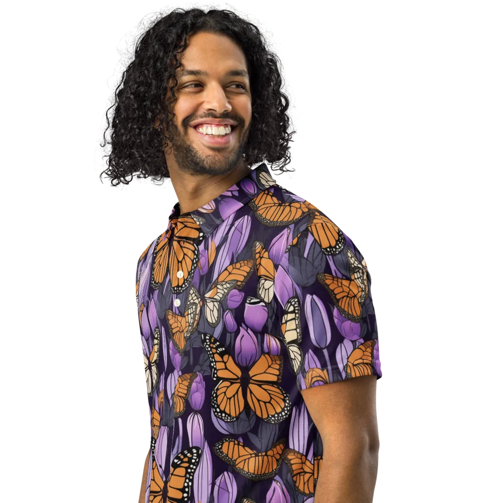Monarch Nocturne on Men's Slim Fit Polo Shirt — Left Front
