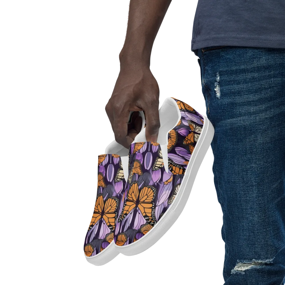 Monarch Nocturne on Men's Slip-On Canvas Shoes — Left Front