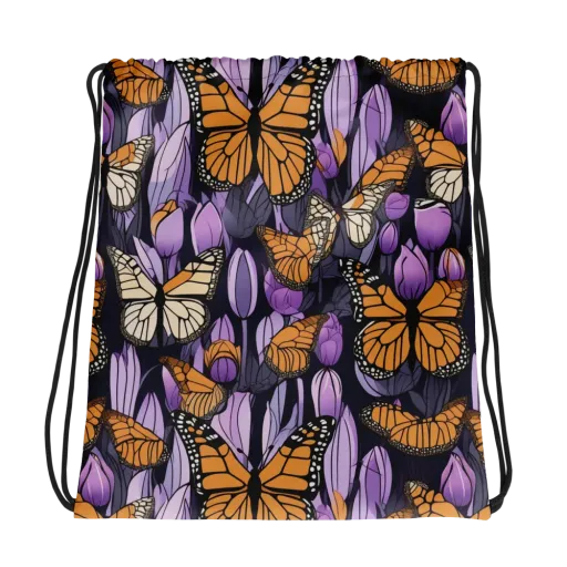 Monarch Nocturne on a Drawstring Bag