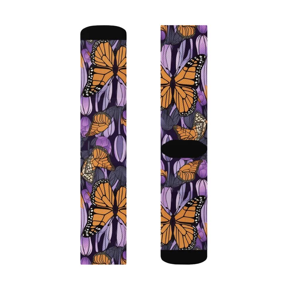 Monarch Nocturne on Socks — Right Sock