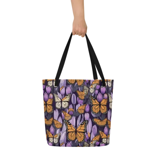 Monarch Nocturne on a Large Tote Bag W/ Pocket