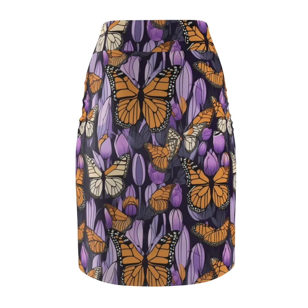 Monarch Nocturne on Pencil Skirt — Back