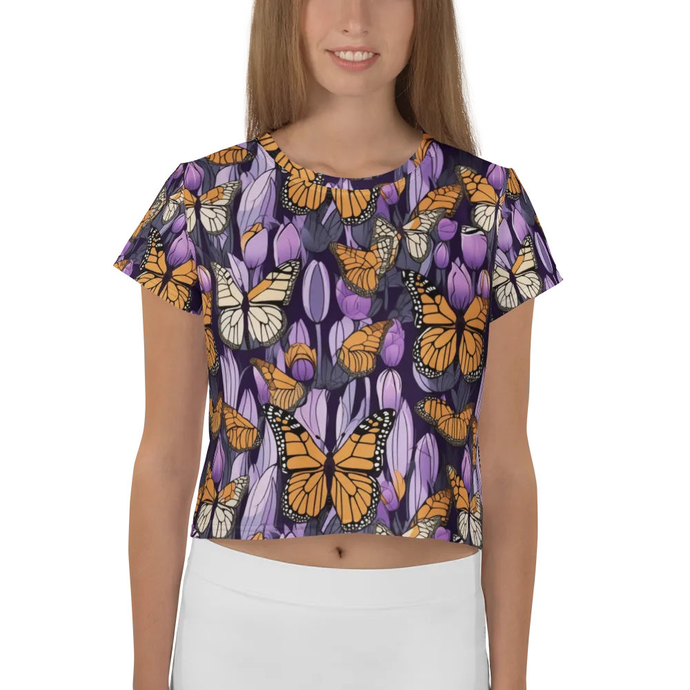 Monarch Nocturne on Crop Tee — Front