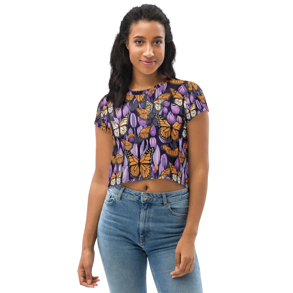 Monarch Nocturne on Crop Tee — Front