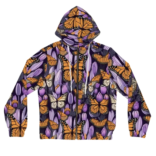 Monarch Nocturne on a Women's Full-Zip Hoodie