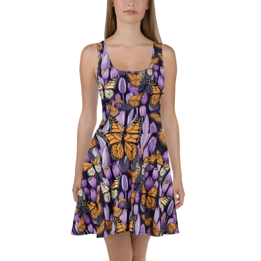 Monarch Nocturne on a Skater Dress