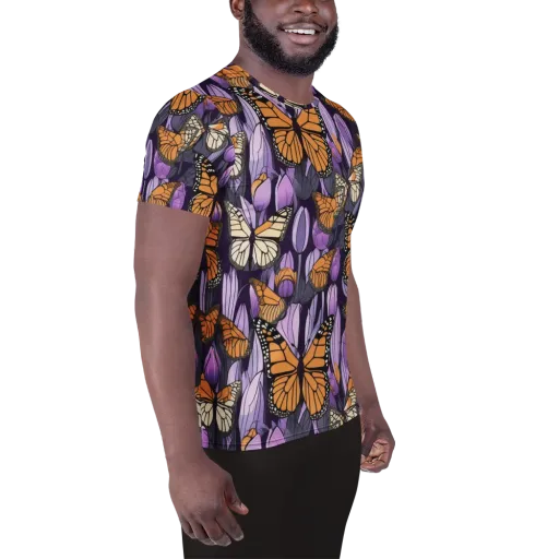 Monarch Nocturne on a Men's Athletic T-Shirt