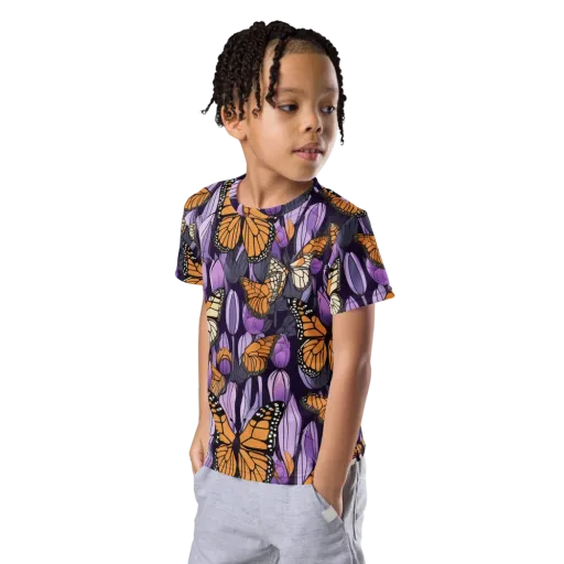 Monarch Nocturne on a Kids Crew Neck T-Shirt