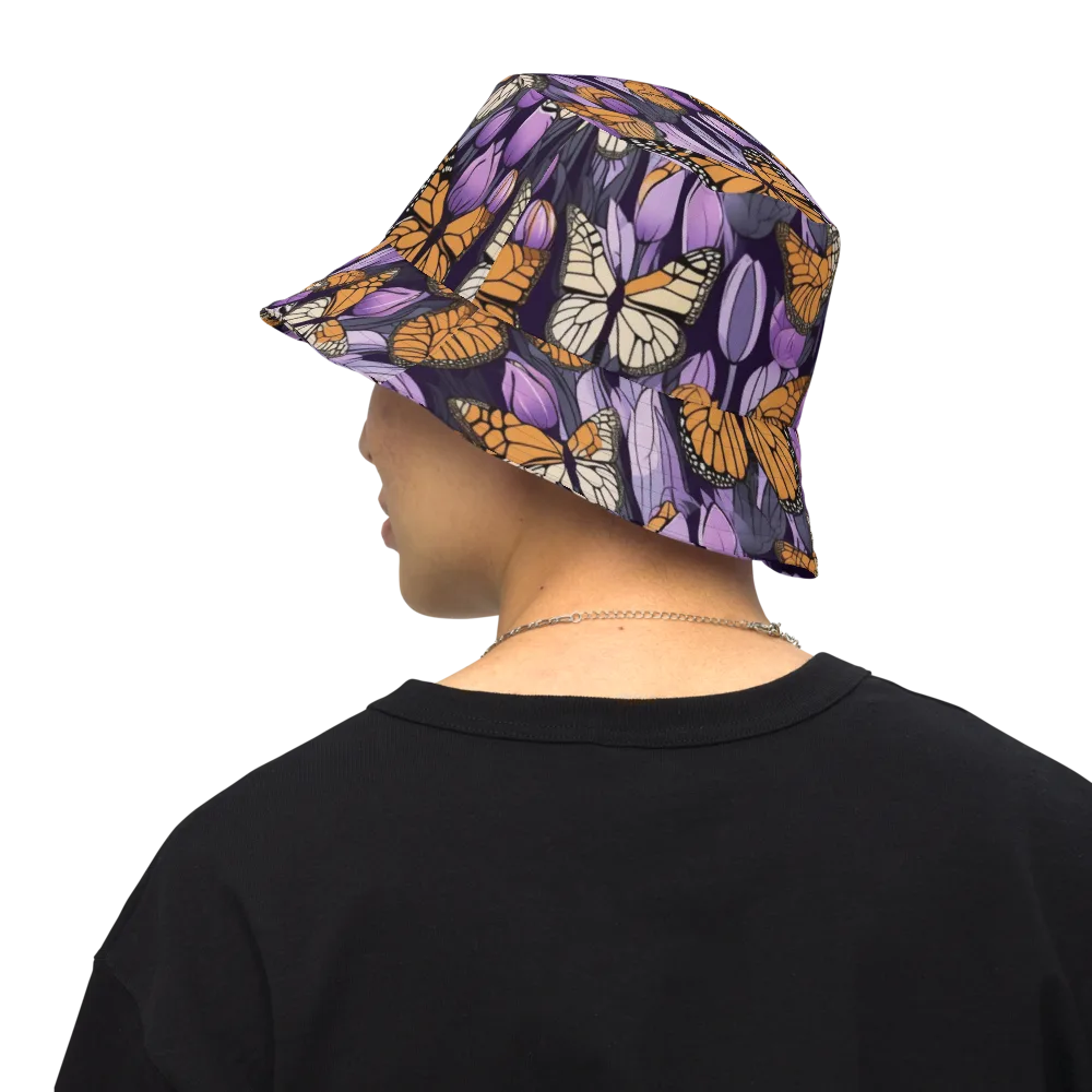 Monarch Nocturne on Reversible Bucket Hat — Back Inside