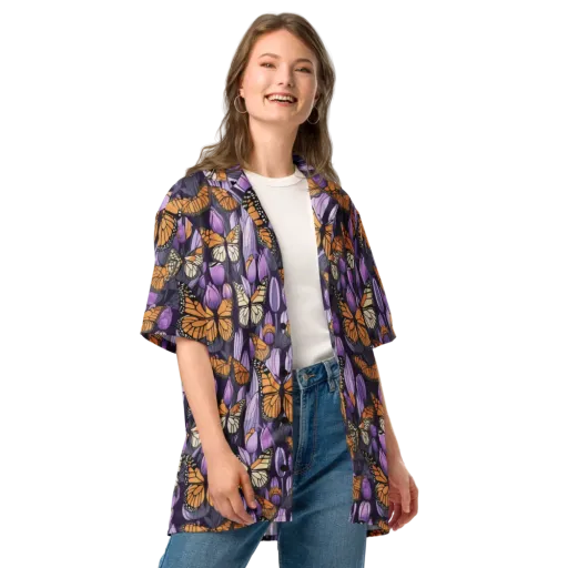 Monarch Nocturne on a Button Shirt