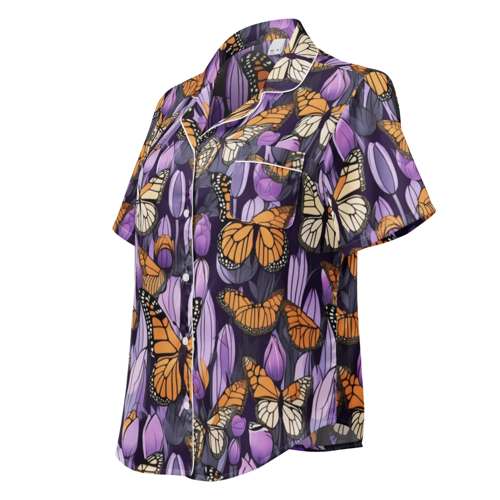 Monarch Nocturne on Women's Short Sleeve Pajama Top — Left Front