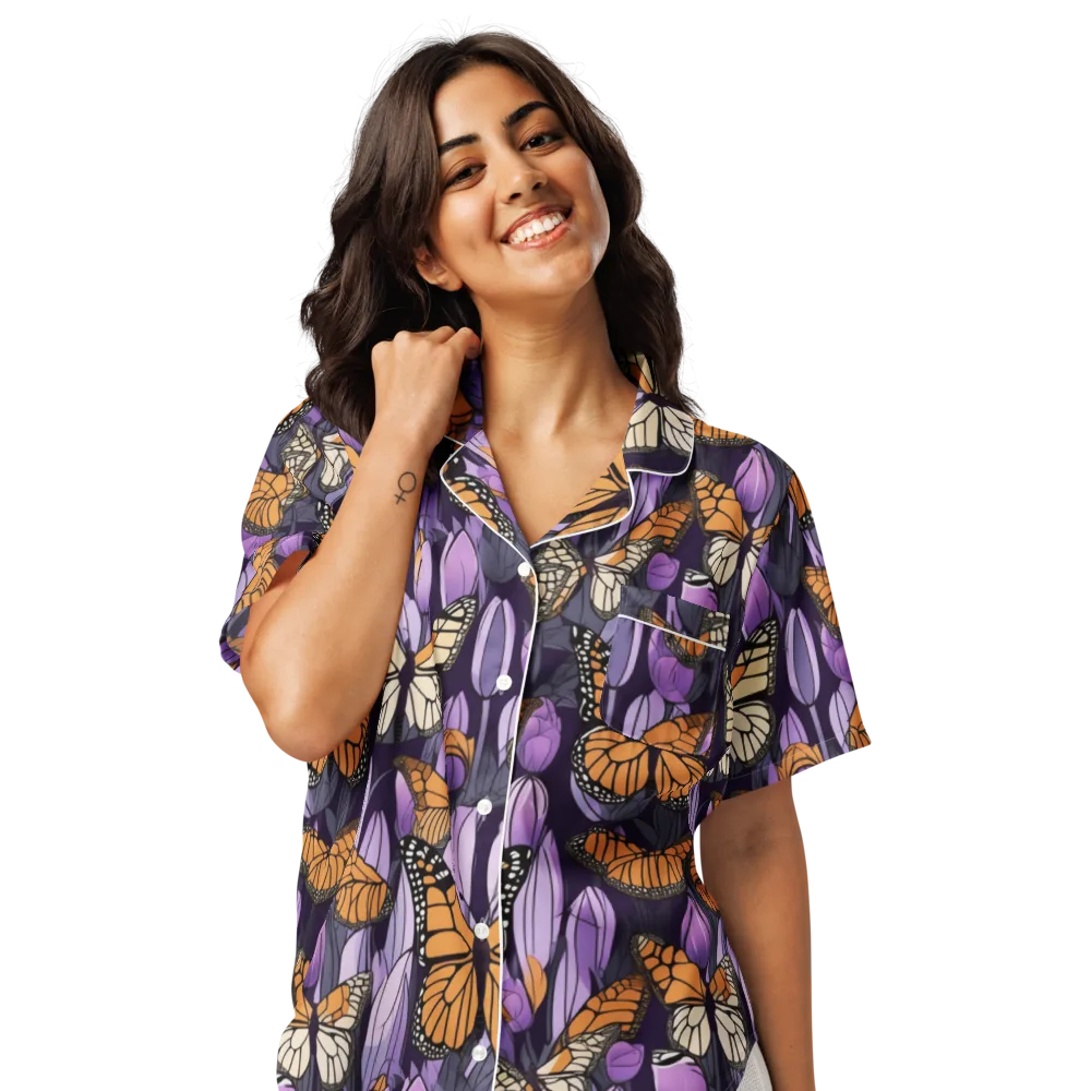 Monarch Nocturne on Women's Short Sleeve Pajama Top — Front